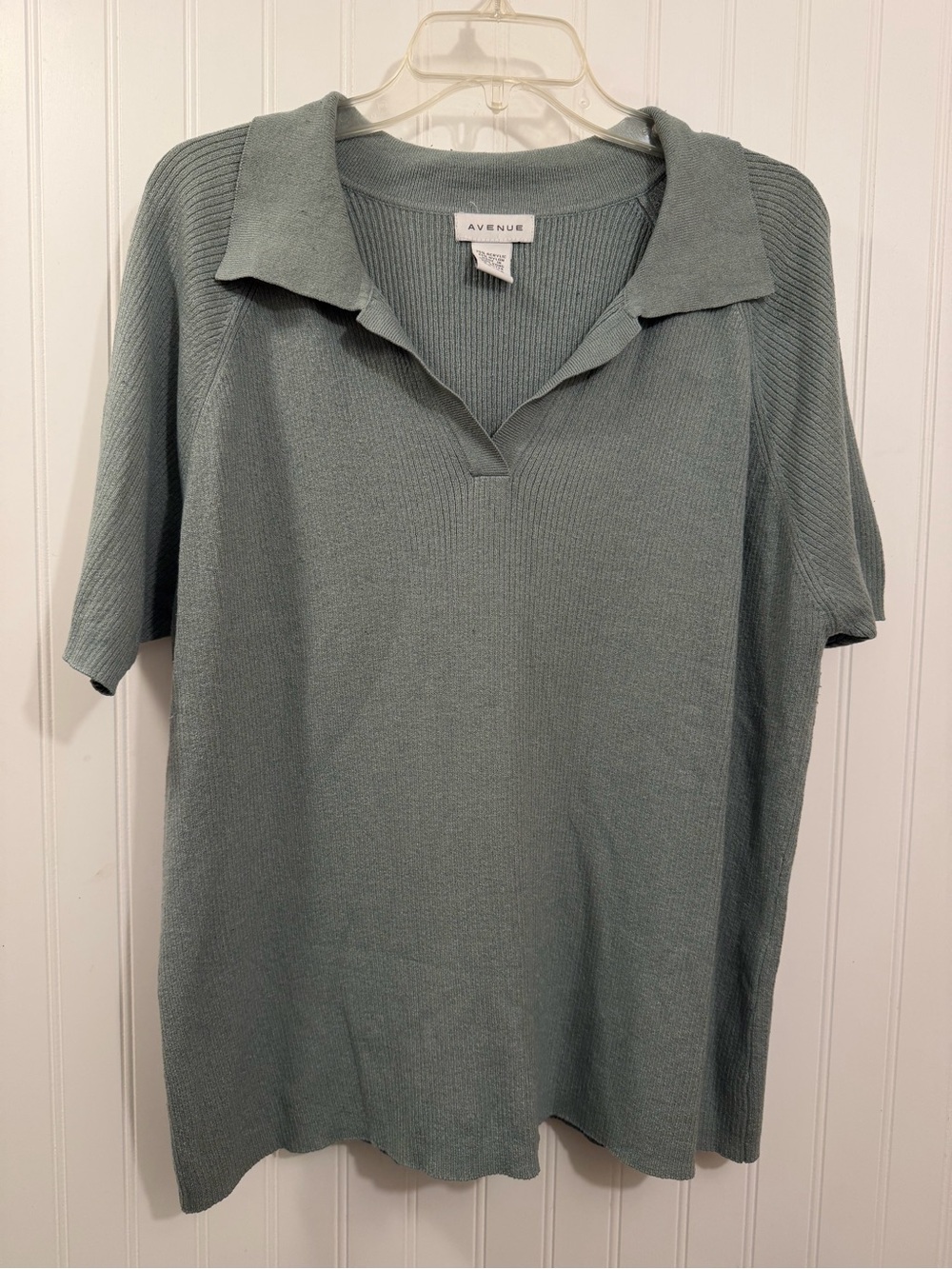 dusty sea foam green collared blouse